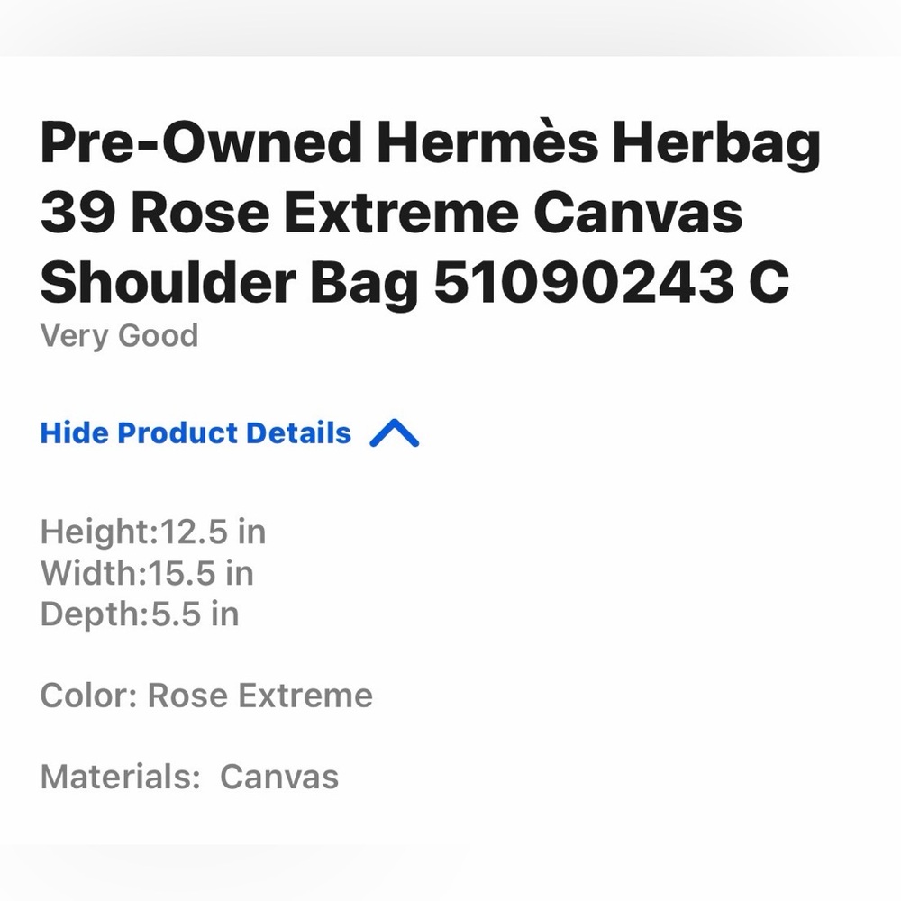 Hermes Herbag 39 in Rose Extreme Canvas with Pouchette - Picture 8 of 12